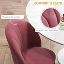 Set 2 Sedie da Pranzo in Velluto Imbottite 52x54x79 cm con Gambe in Metallo Rosso Antico