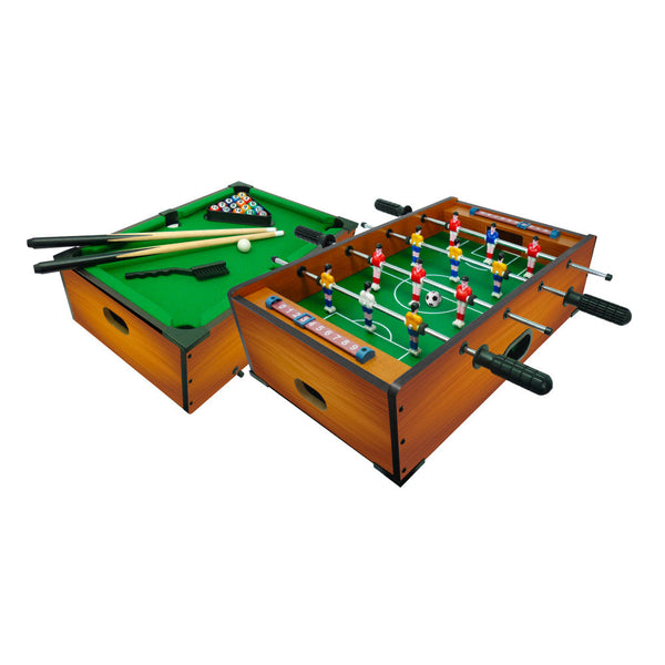 sconto Tavolo Multi Gioco 2 in 1 51x31x15 cm Calciobalilla Biliardo Marrone Chiaro