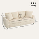 Divano 3 Posti con Molle Insacchettate e 2 Cuscini 212x80x88 cm in Velluto a Coste Bianco Crema  