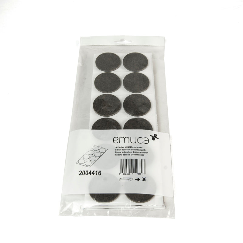 Set 360 Feltrini Adesivi per Piedi Tavolo e Sedie Ø4 cm Emuca Marroni