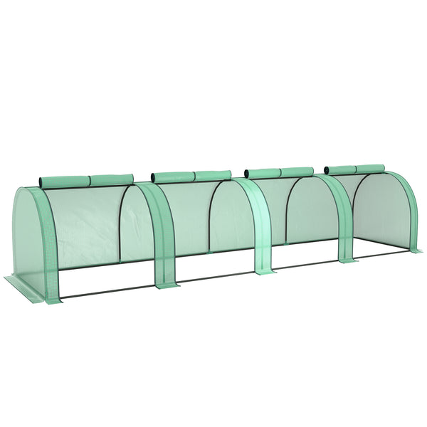online Serra a Tunnel 395x100x80 cm con 4 Porte in Acciaio e Plastica Impermeabile Anti UV Verde