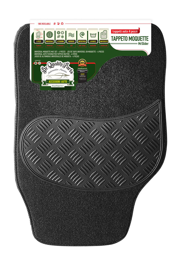 Set mit 4 Universal-Automatten in schwarzem Teppich und PVC Mr Slider 17166 sconto