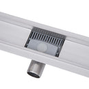 Canalina di Scarico Doccia a Pavimento in Acciaio Inox Piastrellabile 84x11x7 cm 
