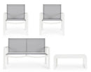 Set Tavolo e 3 Sedie da Giardino in Alluminio Kallen Bianco