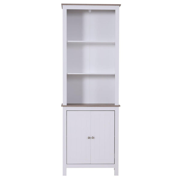online Bücherregal aus Holz mit 3 Regalen und weißen Türen 60x30x175 cm