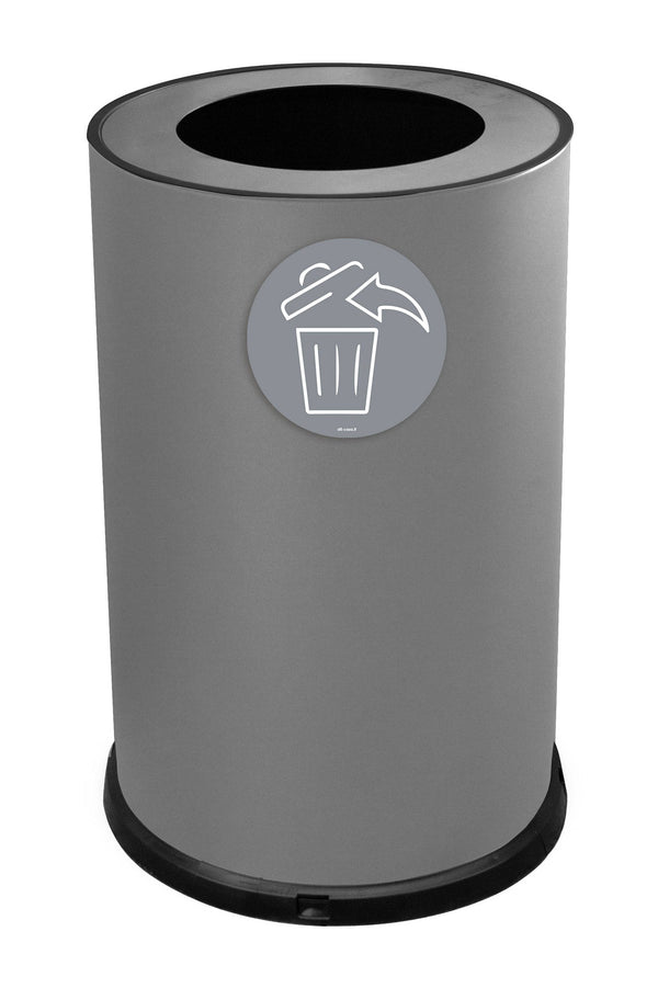 sconto Pattumiera Per Raccolta Differenziata Ø45xh72 cm In Acciaio Verniciato 1 Scomparto con Anello Reggisacco Grigio