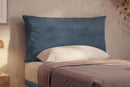 Letto Singolo con Rete Rivestita Microfibra Blu Tessis Testata Soft Varie Misure