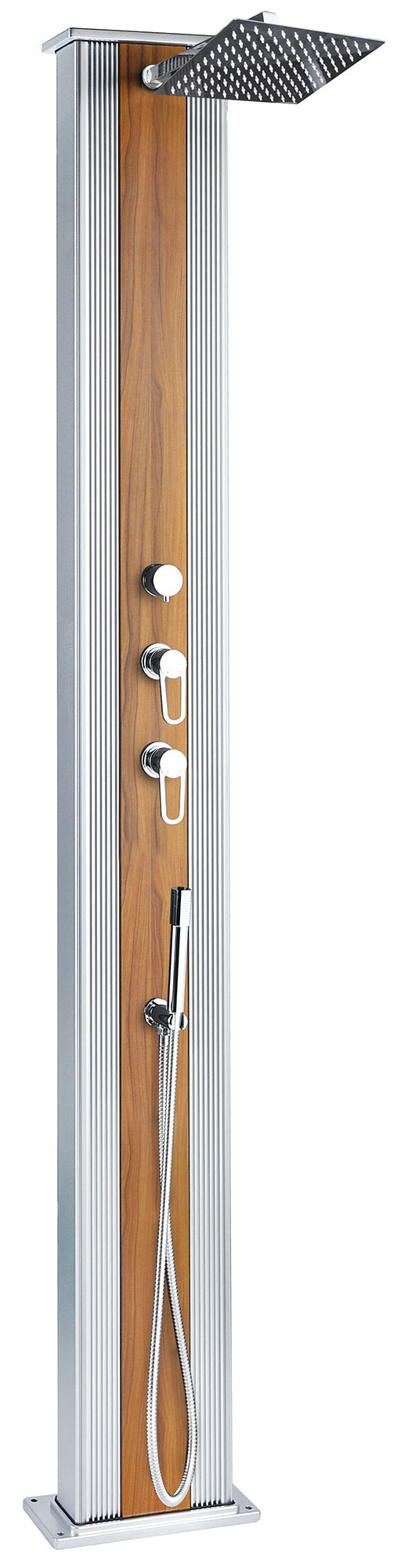 online Hybrid-Solar-Gartendusche 40 l Mischer und Fußwascher Metallic Aluminium/Holz