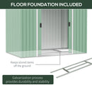 Casetta Box da Giardino 213x130x185 cm con Porte Scorrevoli in Acciaio Verde