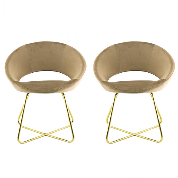 sconto Set mit 2 Vintage-Stühlen 58 x 64 x 83 cm aus Stoff mit Samteffekt Greta Tortora