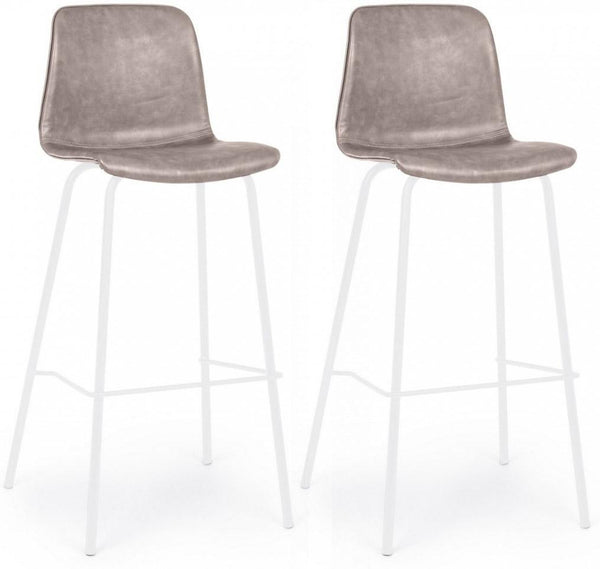 Set mit 2 Hockern 39 x 44 x 103,5 cm aus Kunstleder in Weiß und Beige prezzo