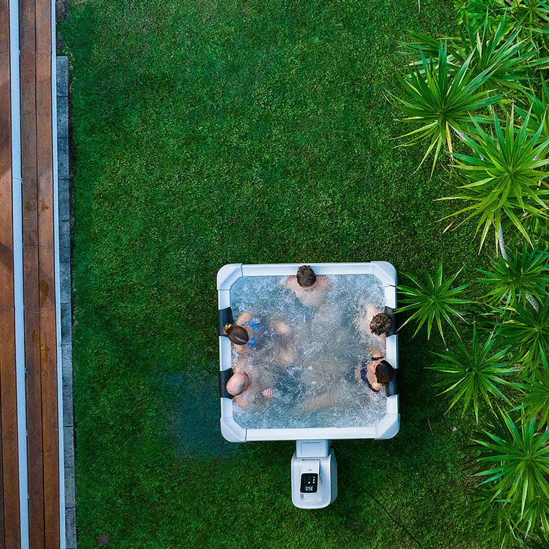 Vasca Idromassaggio da Esterno Spa Smontabile 160x160x65 cm 6 Persone Oslo Amber Pannello OLED