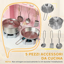 Cucina Giocattolo per Bambini 3+ Anni 90x33,3x91,6 cm con Fornelli Luci e Suoni Forno Microonde e Rubinetto in MDF Rosa      