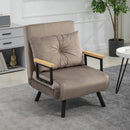 Poltrona Letto Singolo Trasformabile 63x73x81 cm in Tessuto Effetto Velluto Grigio