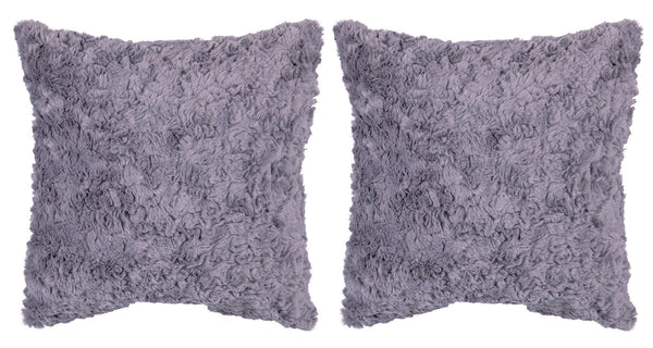 Set 2 Cuscini Decorativi 43x43x6 cm in Poliestere VdE Tivoli 1996 Furry grigio chiaro sconto