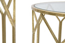 Tavolinetti da Caffé Oro Coppia Ø50x60-45x50 cm in Ferro e Vetro Oro