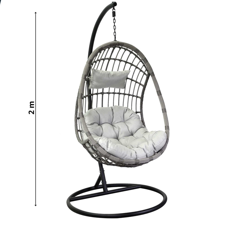 Dondolo Pensile da Giardino 101x101xh200 cm con Cuscini Milton Antracite