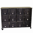 Cassettiera in Ferro 12 Cassetti e Ruote 127x39,5x92cm Iron Nera