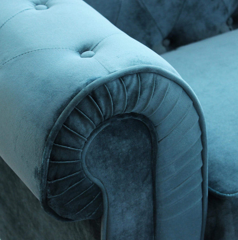 Divano 3  Posti Chesterfield 197x74x82 h cm in Velluto Blu