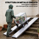 Set 2 Rampe di Carico Pieghevoli 180x25,5x6,5 cm Portata 400 kg Totale in Metallo Argento      