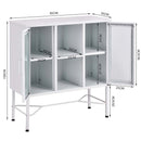 Mobile Madia con 2 Ante Mobiletto Credenza Design Moderno Metallo Vetro Bianco