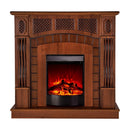 Camino Elettrico da Pavimento 112x115x30 cm Effetto Fiamma 1600W Amsterdam & Corsica Noce