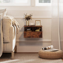 Set di 2 Comodini Sospesi 35x32x22,5 cm con Cassetto e Mensola Aperta Rivestimento in Melamina Marrone Rustico      