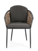 Set 4 Sedie 63x63x79,5h cm con Braccioli e Cuscini Maribela Antracite