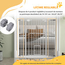 Cancellino per Cani Regolabile 74-101x104 cm con Porta Piccola e Chiusura Automatica in Acciaio Bianco      