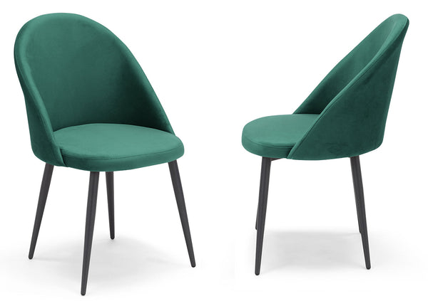 acquista Set 2 sedie Imbottite 51x58x87 cm In Tessuto Tiffany Lola Verde Smeraldo