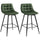 Set mit 2 Barhockern mit Rückenlehne und Fußstütze 45 x 47 x 88 cm in Metall und grünem Samt