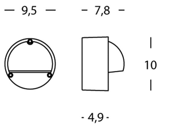 Lampada a Semi Incasso Tondo con Visiera Colore Alluminio per Esterno Linea Route Livos