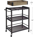 Carrello da Cucina con Ruote 65x33x91 cm Portaoggetti con 3 Ripiani Bronzo      