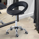 Sgabello Estetista Girevole da Salone Altezza Regolabile in Similpelle Nero 50x54x66-78 cm 