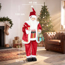 Babbo Natale Animato a Batteria 48x22x120 cm con Musica e Movimento Regali e Bastoncino di Zucchero in Velluto      