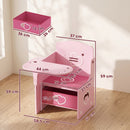 Set Tavolo e Sedia per Bambini 3-5 Anni con Motivi a Cuore Contenitore Integrato in Legno MDF Rosa      