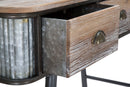 Console Bronxs 118x45,5x80,5 cm in Ferro e Legno di Abete Nero e Grigio