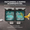 Pattumiera a Pedale 2x30 L 59,1x36,5x62,7 cm con Secchi Estraibili e Chiusura Ammortizzata in Acciaio Inox e PP Argento      