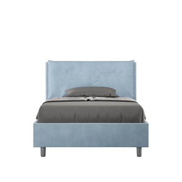 sconto Letto 1 Piazza E Mezzo Imbottito in Microfibra Appia Large Azzurro Varie Misure