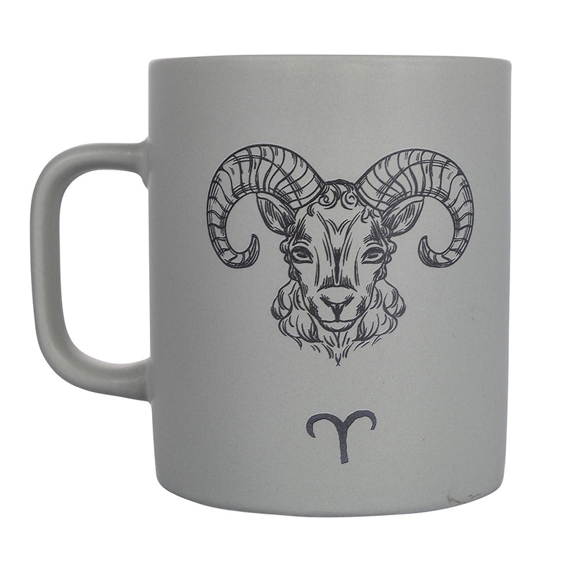 Tazza Zodiaco "ariete" Ø8x10 cm in Bone China VdE Tivoli 1996 Grigio