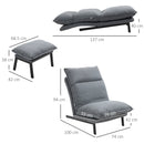 Poltrona Relax Reclinabile con Pouf Poggiapiedi 74x100x94 cm in Tessuto Grigio Chiaro