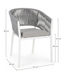 Set 4 Sedie 57x60x80h cm con Braccioli e Cuscini Florencia Bianco