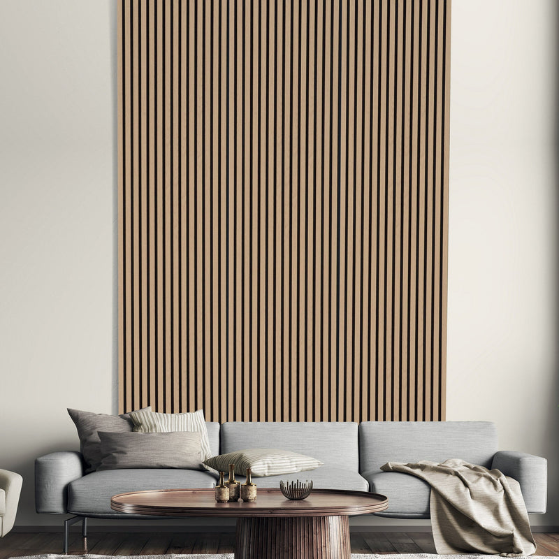 Set 5 Pannelli Fonoassorbenti per Interno da Parete 57,25x1,9x120 cm in MDF e Carta Melaminica Rovere 