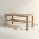Tavolino da Salotto Rettangolare 90x45x44,5 cm Ampio Ripiano in MDF Laminato Color Legno  