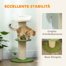 Albero Tiragraffi per Gatti Alto 92 cm con Palo in Sisal e Lettino a Forma di Fiore Verde      