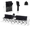 Panchina Pieghevole da Campeggio 6 Posti 306x48x82 cm  Flexi Nero