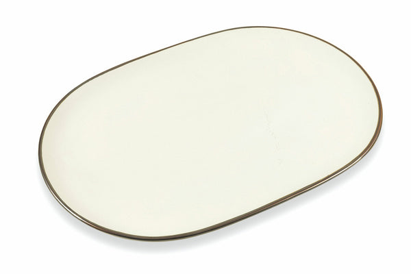 Ovale Servierplatte 39 x 26,5 x 2 cm aus Steinzeug Villa d'Este Home Tivoli Cala Dorata Weiß acquista