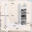 Appendiabiti per Bambini 3-8 Anni 92x36x106 cm con Ripiani 2 Scatole Asta Appendiabiti e Specchio in MDF Bianco      