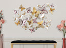 Pannello da Muro Farfalle Oro e Bordeaux 132x3,5x95,5 cm in Ferro 