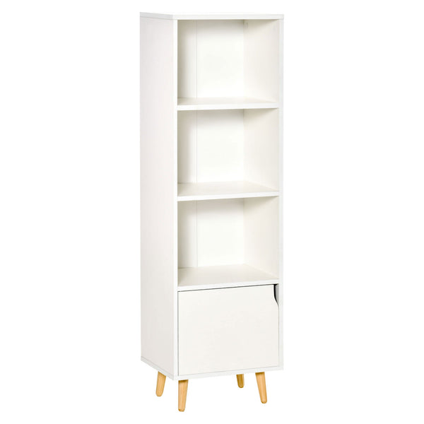 Bücherregal mit 3 Regalen und 1 Schrank 40 x 30 x 129,5 cm aus weißem Holz prezzo